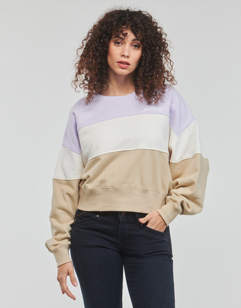 Clothing Women Sweaters Converse COLOR-BLOCKED CHAIN STITCH Purple / Multicolour
