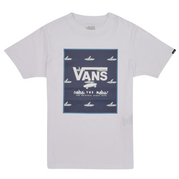 Clothing Boy Short-sleeved t-shirts Vans PRINT BOX BOYS White / Blue