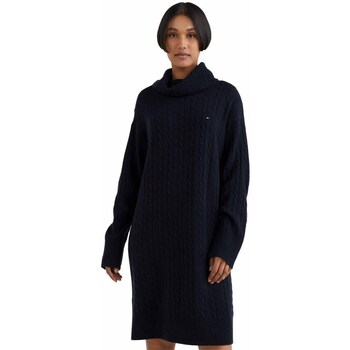 Clothing Women Dresses Tommy Hilfiger Softwool Cable Rollnk Dress Black