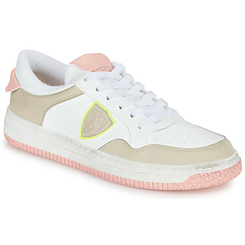 Shoes Women Low top trainers Philippe Model LYON LOW WOMAN White / Pink / Yellow / Fluorescent