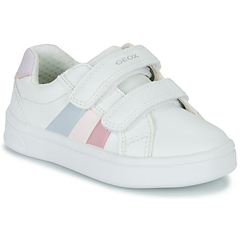 Shoes Girl Low top trainers Geox J DJROCK GIRL White / Pink