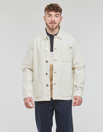 Clothing Men Jackets Timberland Work For The Future - Cotton Hemp Denim Chore Jacket White