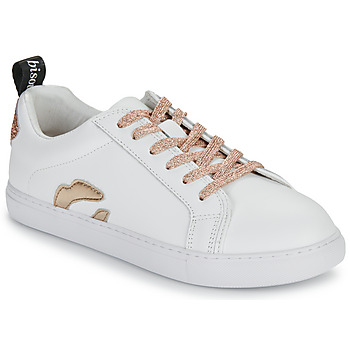 Shoes Women Low top trainers Bons baisers de Paname BETTYS METALIC ROSE GOLD LACE White / Pink / Gold