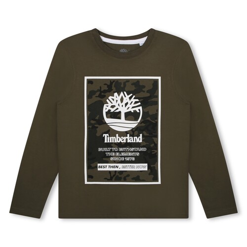 Clothing Boy Long sleeved tee-shirts Timberland T25U27-655-C Kaki