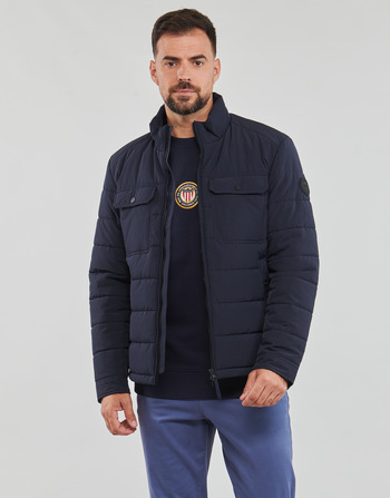 Clothing Men Jackets Gant CHANNEL QUILTED JACKET Marine
