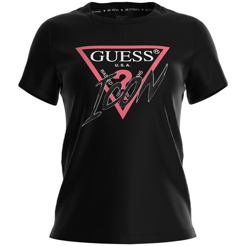 Clothing Women Short-sleeved t-shirts Guess W3GI46I3Z14 Jblk Black
