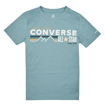 Clothing Boy Short-sleeved t-shirts Converse WORDMARKCHESTSTRIPE Blue