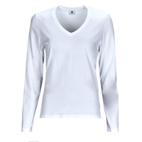 Clothing Women Long sleeved tee-shirts Petit Bateau ML COL V White