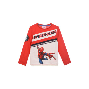 Clothing Boy Long sleeved tee-shirts TEAM HEROES  T SHIRT SPIDERMAN Red / White