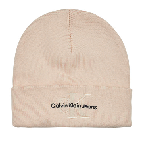 Clothes accessories Women Hats / Beanies / Bobble hats Calvin Klein Jeans MONOLOGO EMBRO BEANIE Beige