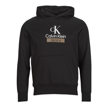 Clothing Men Sweaters Calvin Klein Jeans STACKED ARCHIVAL HOODY Black