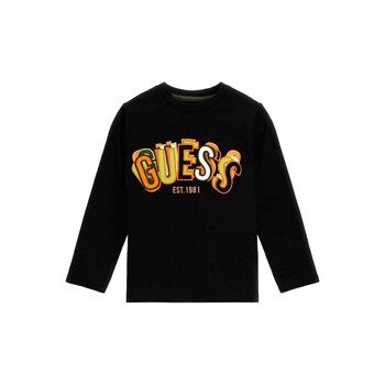 Clothing Boy Long sleeved tee-shirts Guess N3BI17 Black