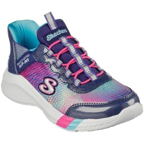 Shoes Children Low top trainers Skechers Slipins Dreamy Lites Colorful Prism Violet, Navy blue