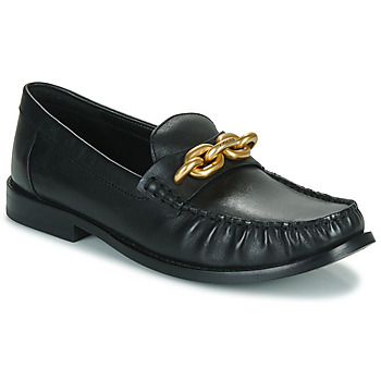 Shoes Women Loafers Coach JESS LEATHER LOAFER Black / Gold