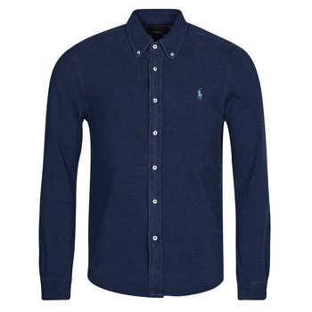 Clothing Men Long-sleeved shirts Polo Ralph Lauren CHEMISE AJUSTEE COL BOUTONNE EN POLO FEATHERWEIGHT Marine