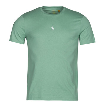 Clothing Men Short-sleeved t-shirts Polo Ralph Lauren T-SHIRT AJUSTE EN COTON LOGO CENTRAL Kaki