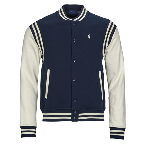 Clothing Men Jackets Polo Ralph Lauren BASKETBALL JACKET Marine / Cream