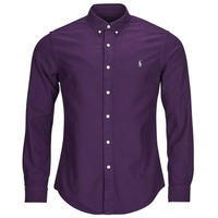 Clothing Men Long-sleeved shirts Polo Ralph Lauren CHEMISE AJUSTEE SLIM FIT EN OXFORD LEGER Purple