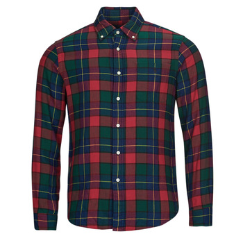 Clothing Men Long-sleeved shirts Polo Ralph Lauren CHEMISE COUPE DROITE EN FLANELLE Red / Green