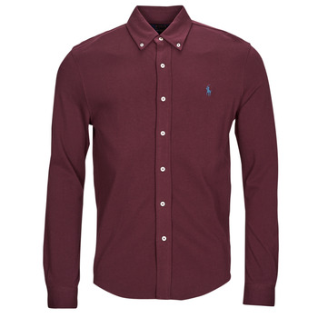 Clothing Men Long-sleeved shirts Polo Ralph Lauren CHEMISE AJUSTEE COL BOUTONNE EN POLO FEATHERWEIGHT Bordeaux