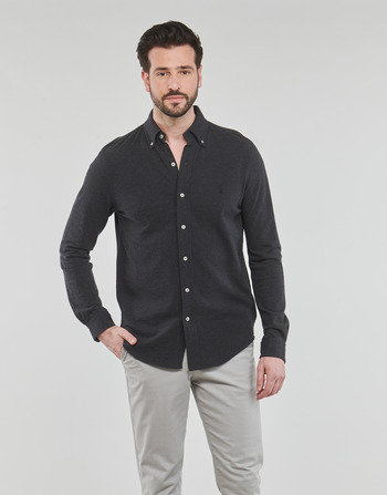 Clothing Men Long-sleeved shirts Polo Ralph Lauren CHEMISE AJUSTEE COL BOUTONNE EN POLO FEATHERWEIGHT Grey / Anthracite