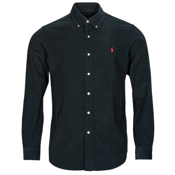 Clothing Men Long-sleeved shirts Polo Ralph Lauren CHEMISE COUPE DROITE EN VELOURS COTELE Black