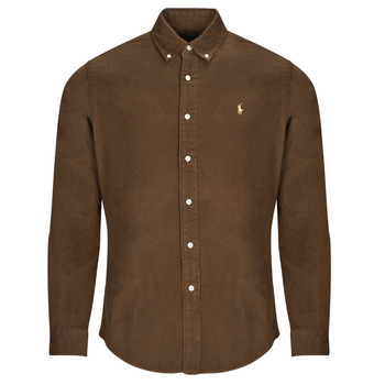 Clothing Men Long-sleeved shirts Polo Ralph Lauren CHEMISE COUPE DROITE EN VELOURS COTELE Brown