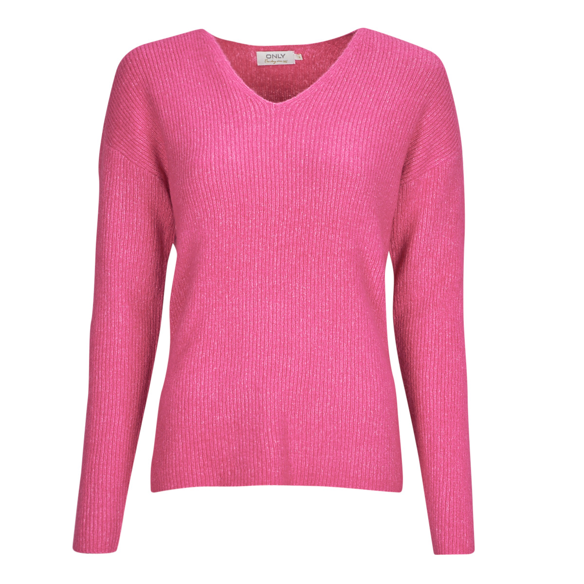 only  onlcamilla v-neck l/s pullover knt  women's sweater in pink