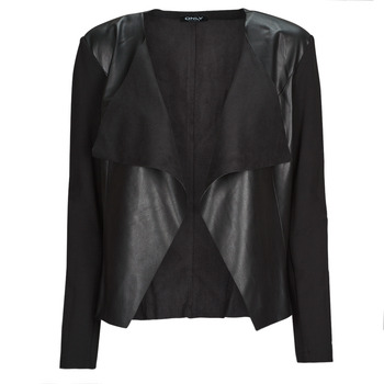 Clothing Women Jackets / Blazers Only ONLNEWSOUND FAUX LEATHER MIX BLAZER OTW Black