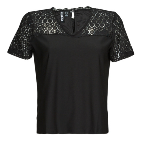 Clothing Women Short-sleeved t-shirts Only ONLSILJA S/S LACE TOP JRS Black
