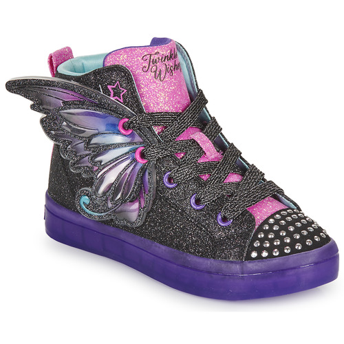Shoes Girl Hi top trainers Skechers TWI-LITES 2.0 Black / Pink