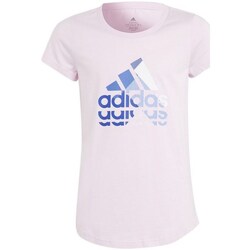 Clothing Girl Short-sleeved t-shirts adidas Originals Big Logo GT JR Beige