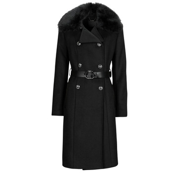 Clothing Women Coats Guess PATRICE BELTED COAT Black