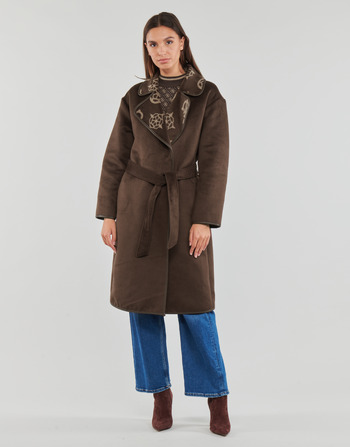 Clothing Women Coats Guess LUDOVICA LOGO WRAP COAT Brown