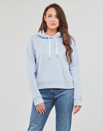 Clothing Women Sweaters Tommy Hilfiger REG FROSTED CORP LOGO HOODIE Blue / Sky