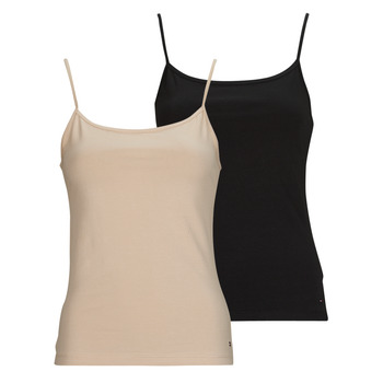 Clothing Women Tops / Sleeveless T-shirts Tommy Hilfiger CAMI X2 Black / Beige