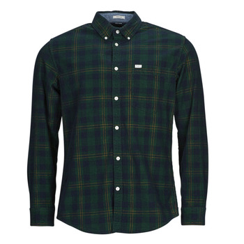Clothing Men Long-sleeved shirts Pepe jeans CALE Green / Marine