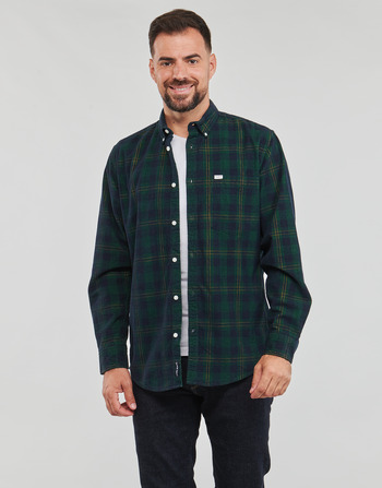 Clothing Men Long-sleeved shirts Pepe jeans CALE Green / Marine