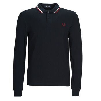 fred perry  ls twin tipped shirt  men's polo shirt in marine