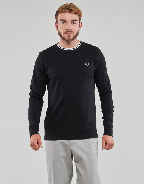 Clothing Men Long sleeved tee-shirts Fred Perry TWIN TIPPED T-SHIRT Black