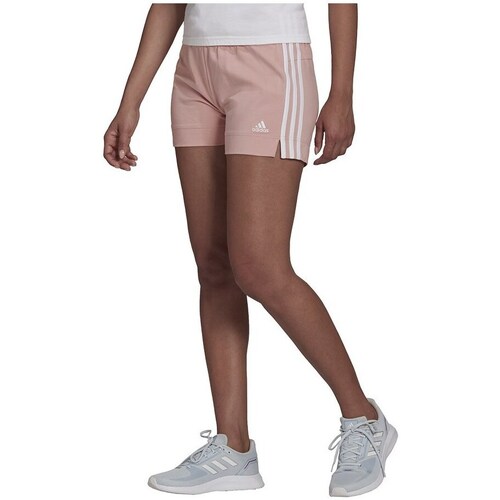 Clothing Women Cropped trousers adidas Originals Essentials Slim 3 Stripes Shorts Beige