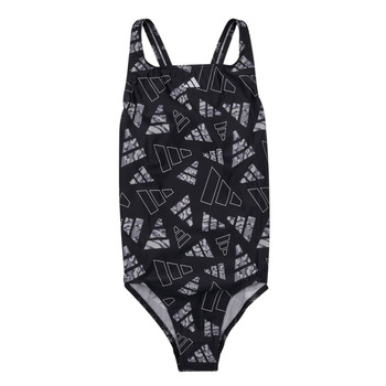 Clothing Girl Swimsuits adidas Performance AOP BARS SUIT G Black / Silver