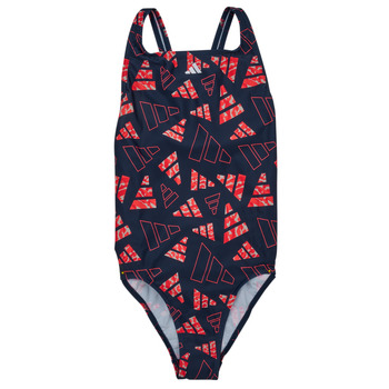 Clothing Girl Swimsuits adidas Performance AOP BARS SUIT G Marine / Red