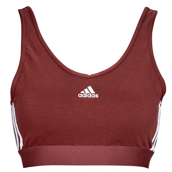 Clothing Women Tops / Sleeveless T-shirts Adidas Sportswear 3S CRO Brown / White