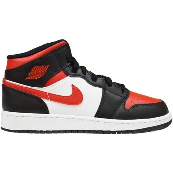 Shoes Children Hi top trainers Nike Air Jordan 1 Mid GS Black, Red