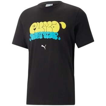Clothing Men Short-sleeved t-shirts Puma Tshirt Graffiti Tee Black, Yellow, Blue