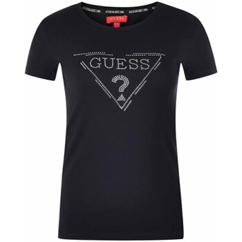 Clothing Women Short-sleeved t-shirts Guess Logo Tee Black