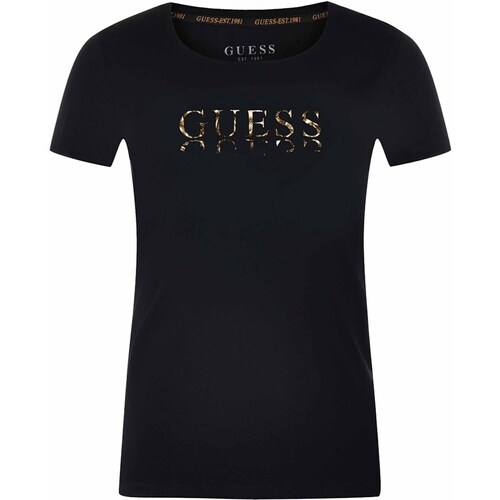 Clothing Women Short-sleeved t-shirts Guess Slim Fit Logo Black