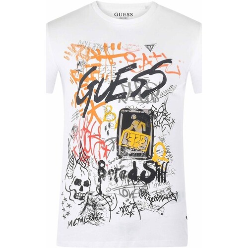Clothing Men Short-sleeved t-shirts Guess Graffiti Tee White