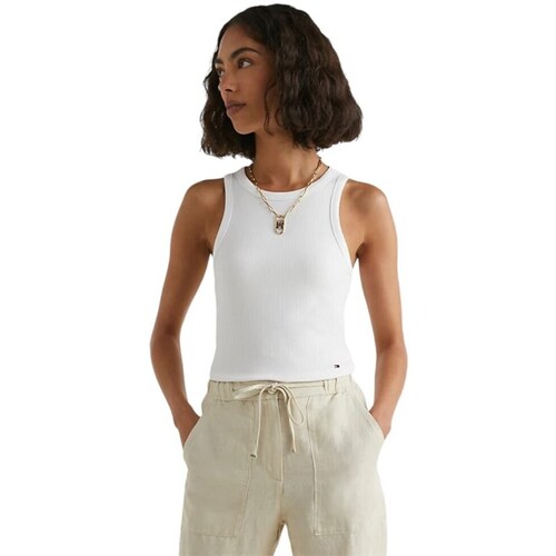 Clothing Women Short-sleeved t-shirts Tommy Hilfiger WW0WW38635YCF White